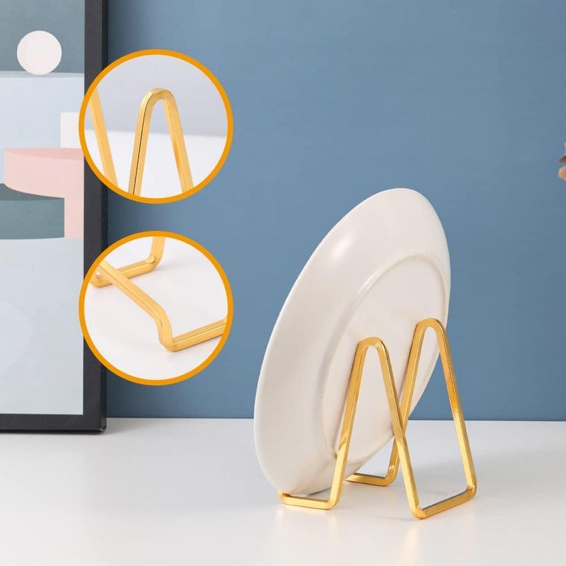 DIDUDIDU Large Plate Holder Display Stand - 12 inch Super Tall Big Plate Stands for Heavy Duty Display - Metal Picture Frame Stand - Tabletop Easel Stand for Decorative Platter | Plaque | Book - 3 Pack - Gold - Image 3